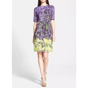Escada purple poppy Floral Print Sheath Dress